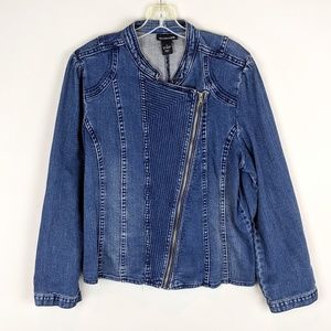 Lane Bryant | Denim Asymmetrical Zip Jacket